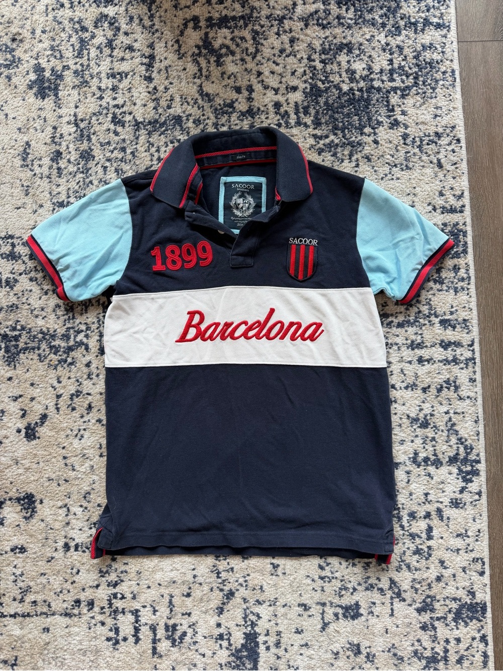 Sacoor Barcelona Navy & Light Blue Barcelona Polo Shirt